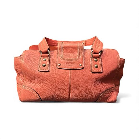 Coach Hampton Y2K Glam Salmon Pink Pebbled Leather Shoulder Bag - Picture 2 of 7